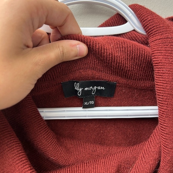 Lily Morgan Mock Neck Burnt Orange Long Sleeve Knit Sweater - Picture 4 of 4